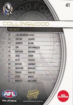 2015 Select AFL Honours Series 2 #41 Collingwood Magpies Back
